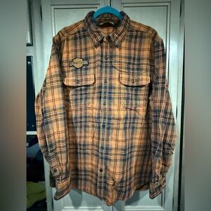 Harley Davidson orange/blcavk flannel XL good used condition